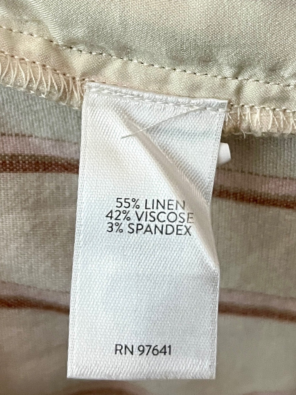 J. Jill Stretch Linen Cream Pink Stripe Wide Leg Crop Pants Pockets size medium - Picture 6 of 6